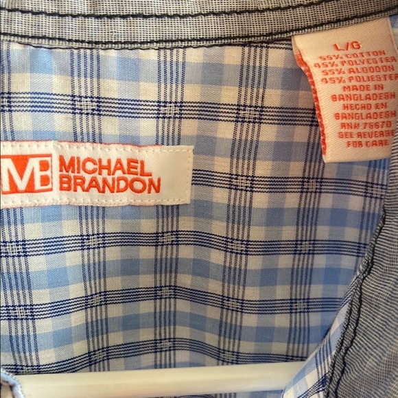 Michael Brandon Men's Blue Checkered Casual Shirt - Picture 5 of 5